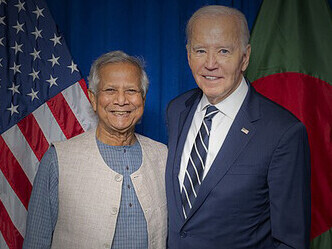 President Joe Biden holds a pull-aside meeting with Interim Leader of Bangladesh Muhammad Yunus, Tuesday, September 24, 2024, at the U.N. Headquarters in New York City, USA