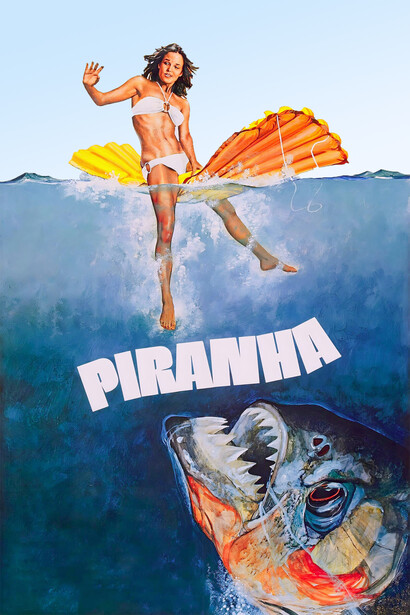 Póster de Piranha (1978), mockbuster de Tiburón (1975)