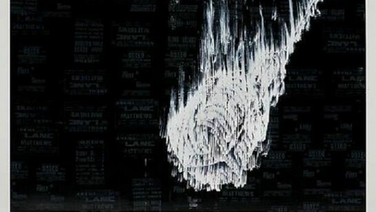 Gary Simmons, Big Mic, 2013, Enamel and charcoal on paper, 96 x 144 1/4 x 3 1/8 inches (243.8 x 366.4 x 7.9 cm)