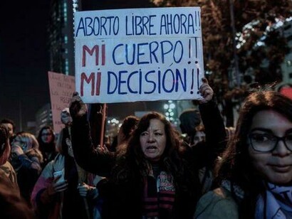 Manifestación a favor del aborto en Chile