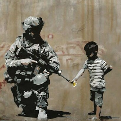 Grafiti de Bansky en el muro de Cisjordania