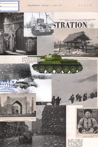 Jean-Yves Jouannais, Ceratotherium stalinum (extrait de « Histoire naturelle »), 2014, Technique mixte sur papier. 6 éléments ; chacun 42 x 29,7 cm