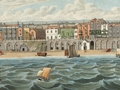 Robert Havell Jr (1793 –1878) - A Coasting View of Brighton, The drawing taken from nature
1824 - Hand-coloured aquatint on paper, 11 x 320 cm. Paul Mellon Collection, Yale Center For British Art, New Haven, CT