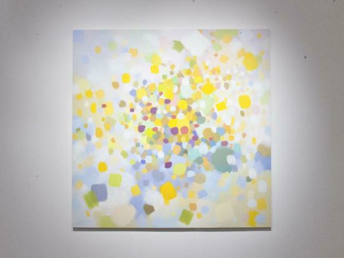 Samia Halaby, Exhibition view. Courtesy of Ayyam Gallery Dubai