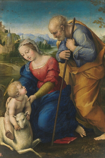 Sagrada Familia del Cordero
Rafael
Óleo sobre tabla, 28 x 21,5 cm.
1507
Madrid, Museo Nacional del Prado