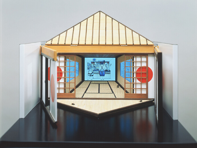 Tabaimo, Japanese Little Kitchen, 2003, wood, plastic, Japanese paper with 3DVD players and monitors