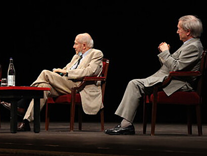 Conversazione al Teatro della Pergola: Maurizio Pollini, Stefano Passigli e Angelo Fabbrini, foto Giulia Nuti