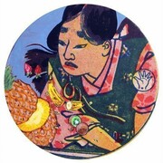 Axel Wilhite, Fruit Ninja, acrylic on printed card, 2014