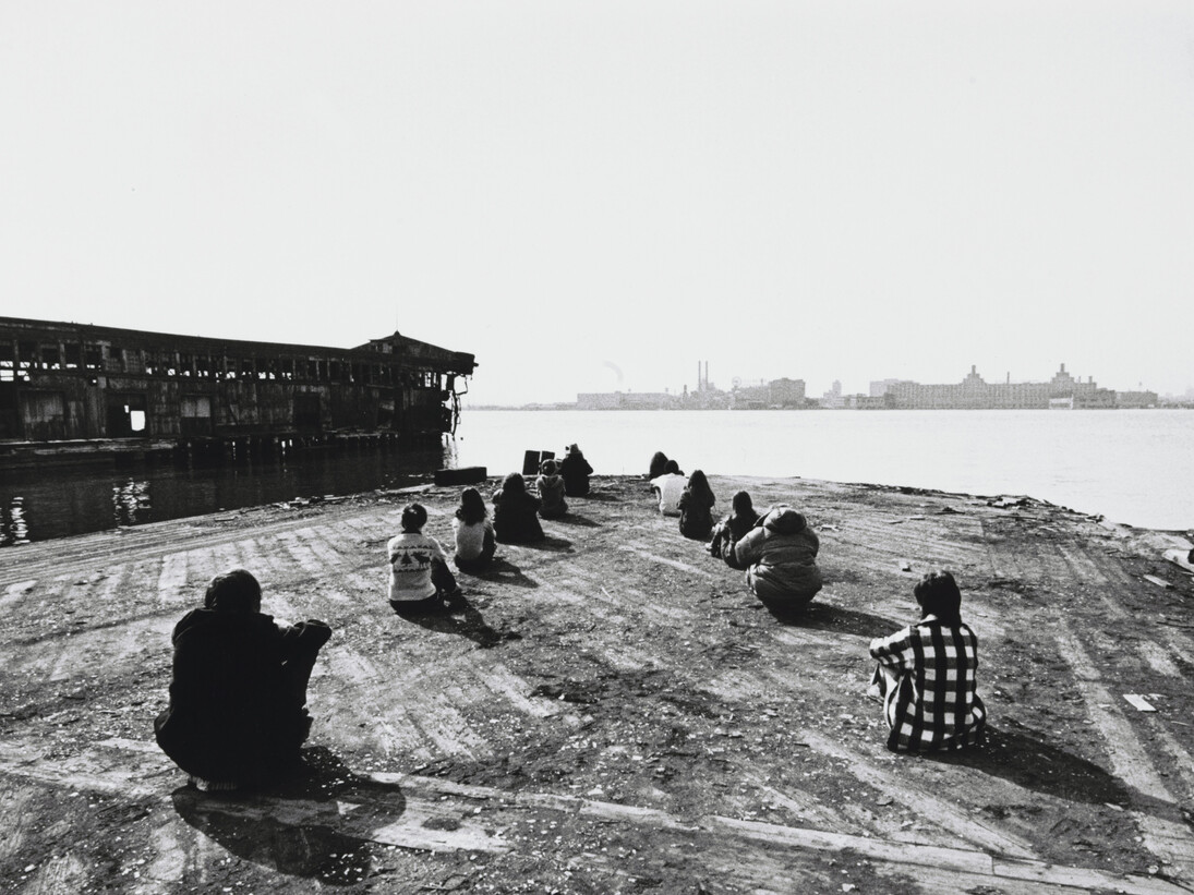 Robert Morris (American, born 1931). 3 Configurations in anticipation of the Equinox Sunset (detail) from Pier 18. Photograph by Shunk-Kender (Harry Shunk [German, 1924-2006] and János Kender [Hungarian, 1937-2009]). Gelatin silver print, 6 11/16 × 9 3/4″ (17 × 24.7 cm). The Museum of Modern Art, New York. Gift of the Roy Lichtenstein Foundation in honor of Jennifer Winkworth and Kynaston McShine and in memory of Harry Shunk and János Kender. © 2015 Robert Morris / Artists Rights Society (ARS), New York. Photograph: Shunk-Kender © J. Paul Getty Trust. The Getty Research Institute, Los Angeles