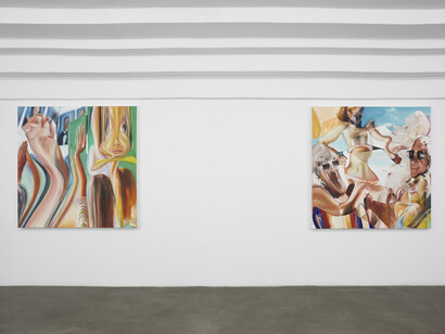 Ally Rae Peeples, Crowd Surfing, 2023, installation view. Image by Evan Walsh, Courtesy of the artist, Ally Rae Peeples, and Lowell Ryan Projects