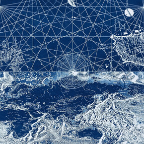 Andrea Mariconti, Oce.nus I, cianotipie tratte dalla progettazione di Naeuma antimatter, 2021. Per gentile concessione di Anna Defrancesco