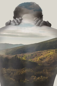 A human silhouette and nature