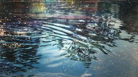 David Kessler, Surface Shimmer, acrylic on abraded aluminium on wood, 112 x 162.5 cm
