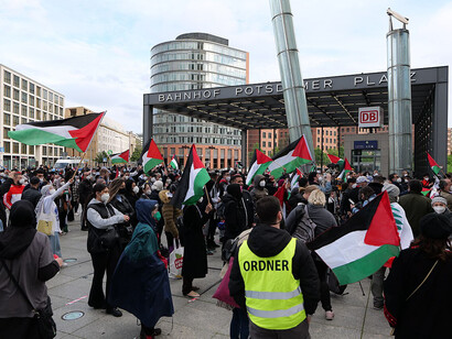 A pro Palestine demonstration held in a German square