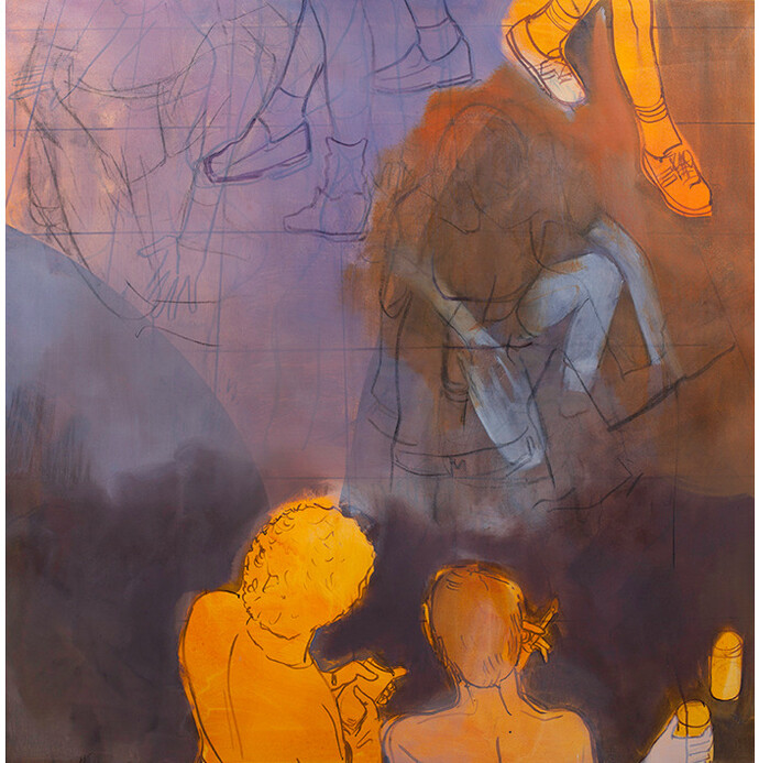 Thomas Eggerer, Crimson Unititled, 2015 , oil on canvas , 167.6 x 162.6 cm - 66 x 64 inches © Thomas Eggerer, Courtesy Maureen Paley, London 
