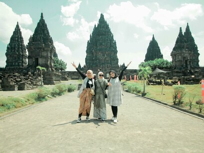 Visitors explore the Prambanan Temple in Yogyakarta - an UNESCO world heritage site known for its cultural history 