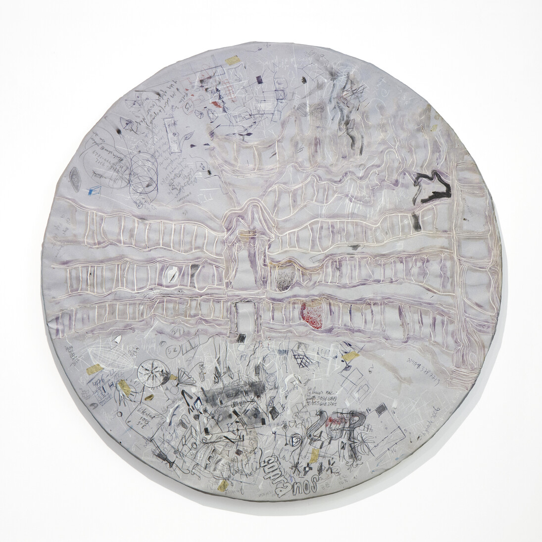 Guillermo Kuitca, Diarios (detail), 2005/2012, Mixed media on canvas and paper, Installation with 18 pieces, 120 cm (each piece). Photo: Courtesy of the artist, Galeria Fortes Vilaça and Mendes Wood DM