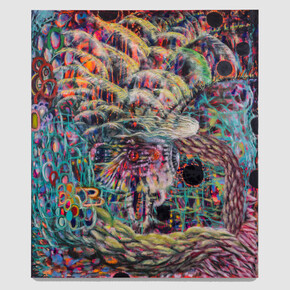 Mie Yim, Molotov, 2023. Oil on canvas, 72 x 60 inches, 182.9 x 152.4 cm. Courtesy of the artist and Lehmann Maupin, New York, Hong Kong, Seoul, and London. Photo by Creative Resource