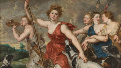 Taller de Rubens; Diana cazadora, c. 1620, Museo del Prado, España (detalle)