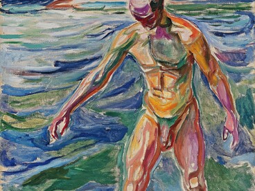 Edvard Munch, "Bathing Man", 1918, dettaglio. Pubblico dominio. Nasjonalmuseet, Oslo, Svezia