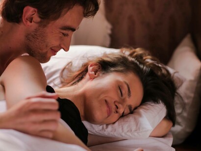 Man and woman cuddling