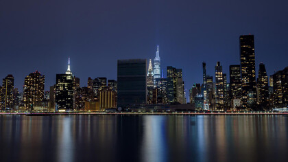 Sede delle Nazioni Unite a New York City, vista da Roosevelt Island