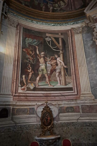 Basilica di San Vitale, Roma, Italia. Martirio di San Gervasio, affresco di Andrea Commodi, 1600 circa