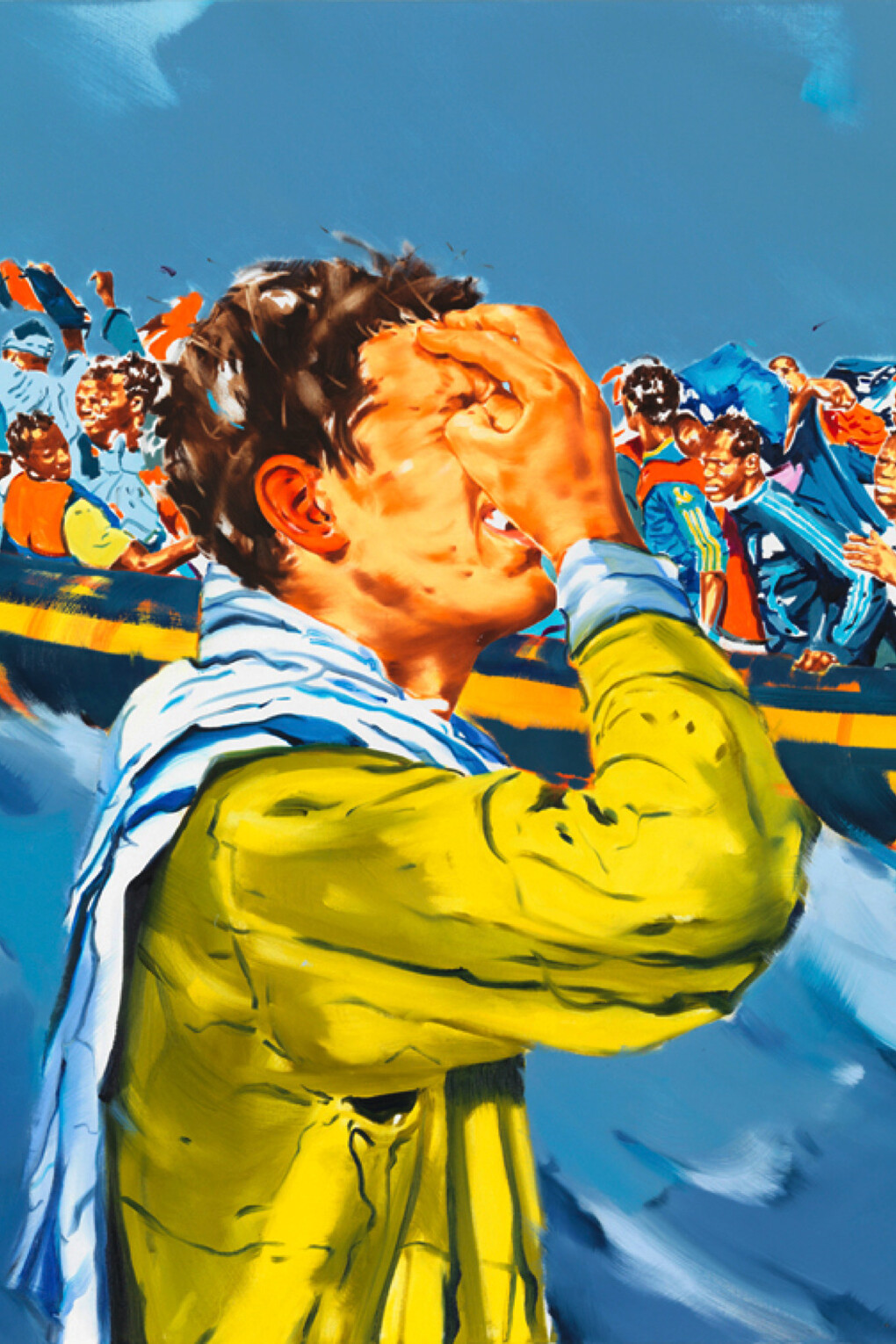 Norbert Bisky, Exit beach, 2015, Huile sur toile, 130 x 110 cm / 51 1/8 x 43 1/4 in. Courtesy of the artist and the gallery Daniel Templon, Paris and Brussels