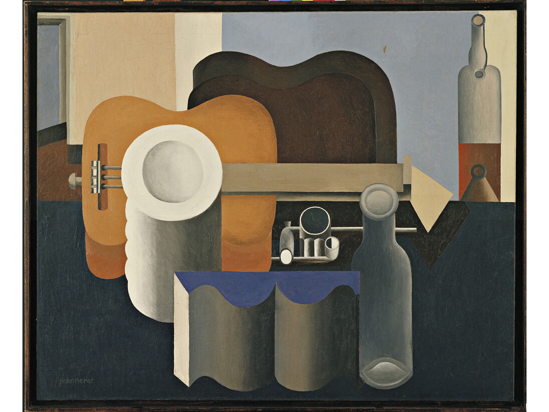 Le Corbusier, Nature morte à la pile d’assiettes et au livre, 1920, Huile sur toile, 80,9 x 99,7 cm © FLC, ADAGP, Paris 2015
