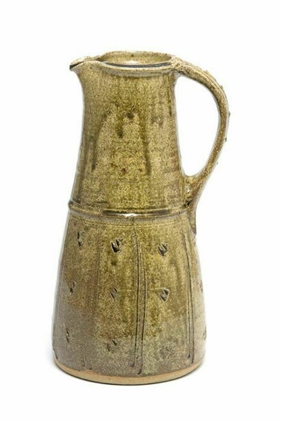 Jim Malone, Tall Jug, Combed design with granite glaze