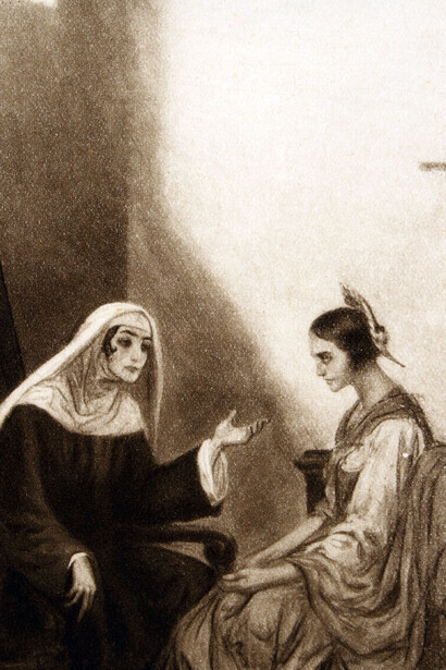 Da Giambattista Galizzi,…..La faceva venire spesso in suo parlatorio privato…,1943, fotoincisione, 140 x 90 mm, Milano, Civica Raccolta delle Stampe Achille Bertarelli – Castello Sforzesco. Courtesy of Serrone della Villa Reale di Monza