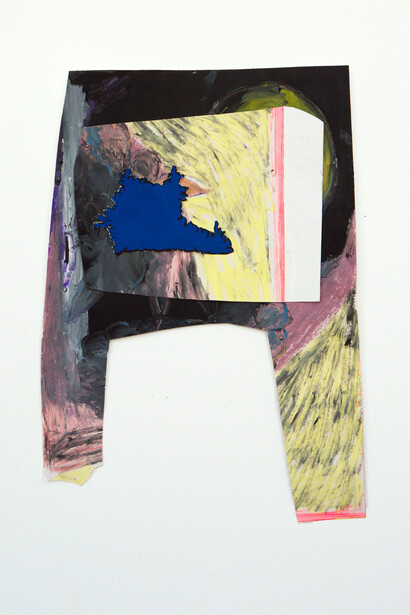 Sarah Tritz, Le sweat, 2015, gouache, pastel gras sur papier, 41 x 26 cm, courtesy of galerie anne barrault