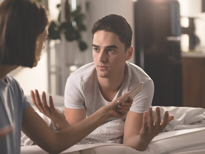 Young man having a conflict with his girlfriend