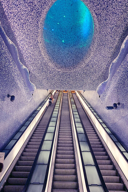 The mezzanine at Toledo Station features an impressive architectural installation by Óscar Tusquets Blanca, Naples, Italy