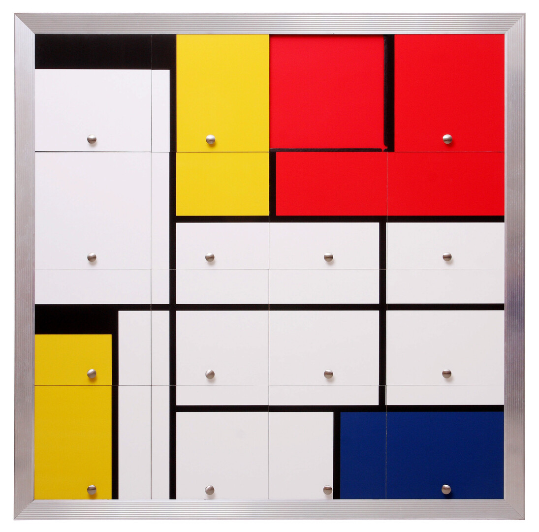 Nelson Leirner. Tribute to Mondrian I, 2010. 130 x 130 cm