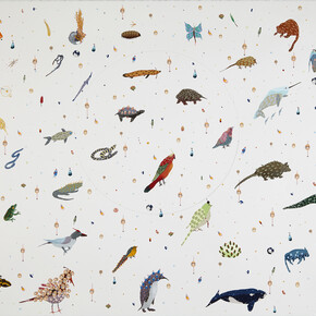 Mi Ju, Nest #4, 2014, Acrylic, watercolor, pen, and pencil on Arches paper, 22 x 30 inches