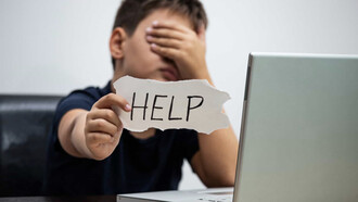 Child asking for help from cyber bullying