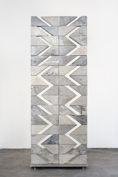 Mark Hagen, To Be Titled (Additive Sculpture, Cement Screen #19), 2014, Cement, iron oxide pigment, stainless steel armature, 94 x 35 1/4 x 14 inches, © Mark Hagen - Photographer unknown, all rights reserved, Courtesy of the Artist and Almine Rech Gallery