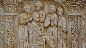 Rilievo di ornatrices e matrona romana, (III d. C.)