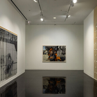 Cosmo Whyte, The mother’s tongue, pressed to the grinding stone, exhibition view. Courtesy of The Arts Club of Chicago