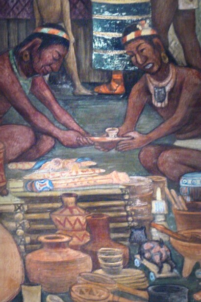 Detalle de los murales de Diego Rivera en el Palacio Nacional, CDMX, México