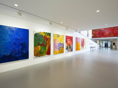 Hermann Nitsch, Tribute of colours, exhibition view. Courtesy of Danubiana