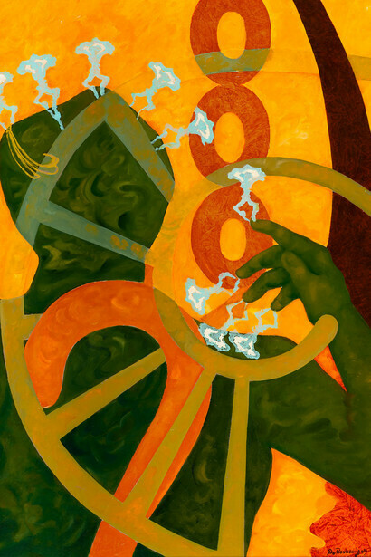 Agostino De Romanis - Wheel of light, 2009 oil on paper - cm 76 x 56
