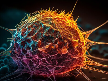 AI-generated magnified images revealing molecular patterns in cancer cells provide valuable insights into cancer research