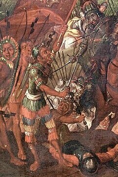 "La batalla de Otumba", óleo sobre lienzo, anónimo, segunda mitad del siglo XVII