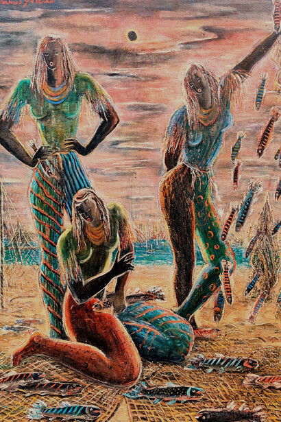 Juanita Guccione, A good catch, circa 1947. Courtesy of Lincoln Glenn Gallery