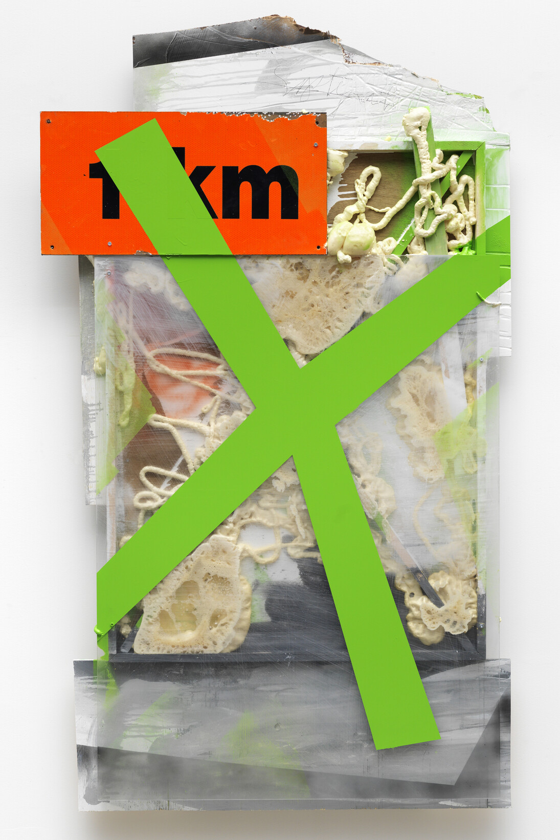 Joe Fleming, 1 KM, mile, 2014, Enamel on polycarbonate, 70 x 46 inches