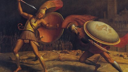 Sascha Schneider, "Héctor y Aquiles", óleo sobre lienzo, 1923-1926