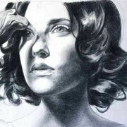 Mercedes Helnwein, Angie, pencil & oil pastel on paper, 20 x 24"