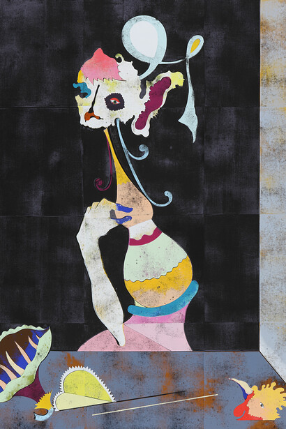 Gert & Uwe Tobias, Untitled, 2014, woodcut on canvas, 200 x 168 cm, 78 3/4 x 66 1/4 in, Photo Alistair Overbruck, © Gert & Uwe Tobias, courtesy Maureen Paley, London